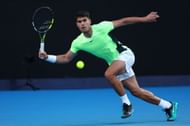Carlos Alcaraz during a charity match against Alex de Minaur ahead of the 2024 Australian Open.